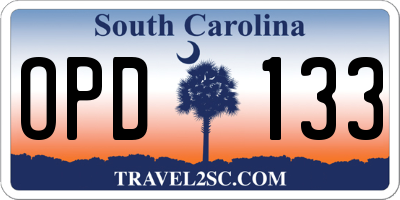 SC license plate OPD133