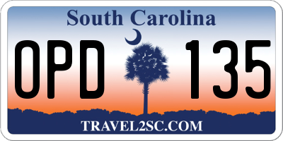 SC license plate OPD135