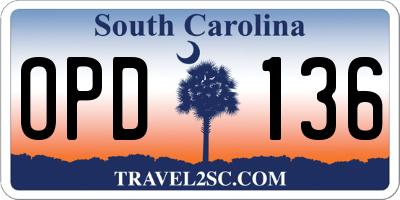 SC license plate OPD136