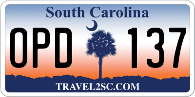 SC license plate OPD137