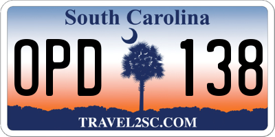 SC license plate OPD138