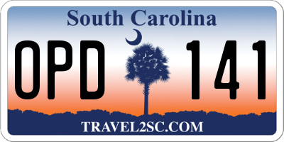 SC license plate OPD141