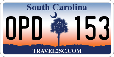 SC license plate OPD153