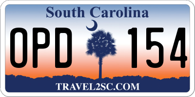 SC license plate OPD154