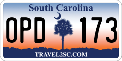 SC license plate OPD173