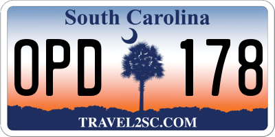 SC license plate OPD178