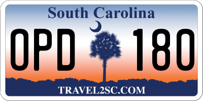 SC license plate OPD180