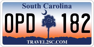SC license plate OPD182