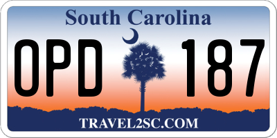 SC license plate OPD187