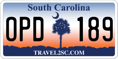 SC license plate OPD189