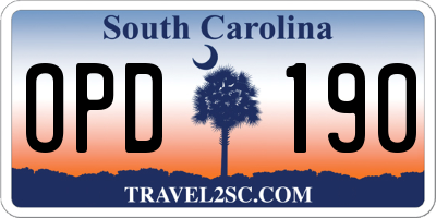 SC license plate OPD190