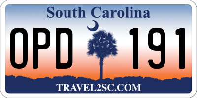 SC license plate OPD191
