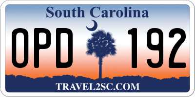 SC license plate OPD192