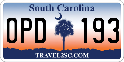 SC license plate OPD193