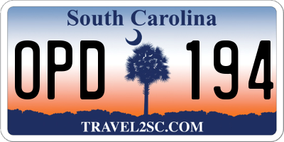 SC license plate OPD194