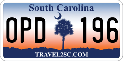 SC license plate OPD196