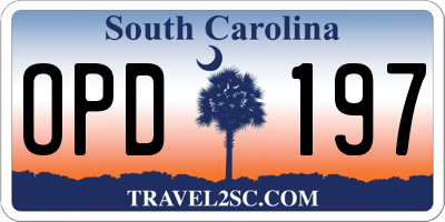 SC license plate OPD197