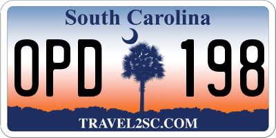 SC license plate OPD198