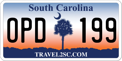 SC license plate OPD199