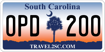 SC license plate OPD200