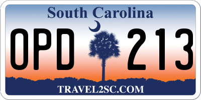 SC license plate OPD213