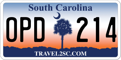 SC license plate OPD214