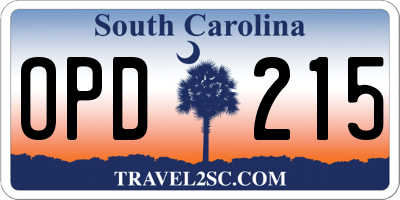SC license plate OPD215