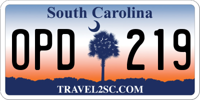 SC license plate OPD219
