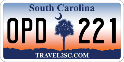 SC license plate OPD221