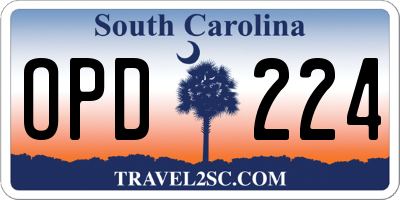 SC license plate OPD224