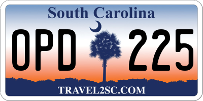 SC license plate OPD225