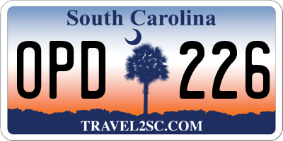 SC license plate OPD226