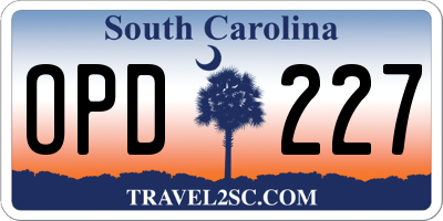 SC license plate OPD227
