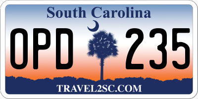 SC license plate OPD235