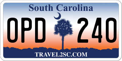 SC license plate OPD240