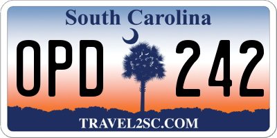SC license plate OPD242