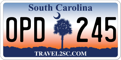 SC license plate OPD245