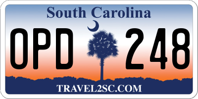 SC license plate OPD248