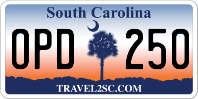 SC license plate OPD250