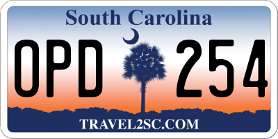 SC license plate OPD254