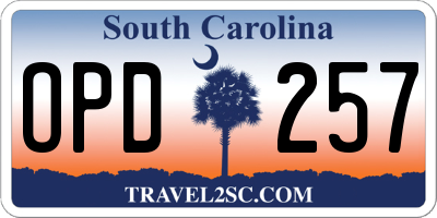 SC license plate OPD257