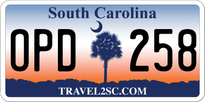 SC license plate OPD258