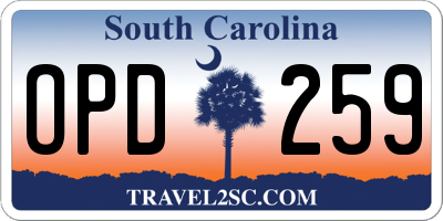 SC license plate OPD259