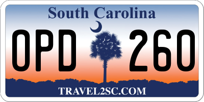 SC license plate OPD260