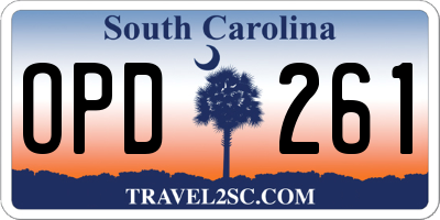 SC license plate OPD261