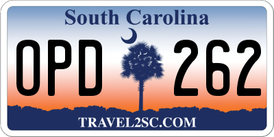 SC license plate OPD262