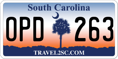 SC license plate OPD263