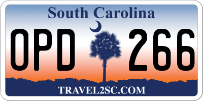 SC license plate OPD266