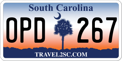 SC license plate OPD267