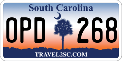 SC license plate OPD268